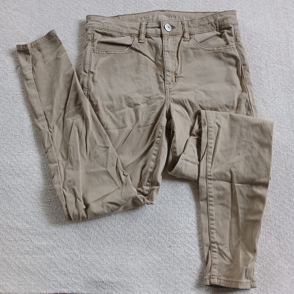 aeo ♡ hi-rise jegging stretch american eagle 6 acacemia clean neutral uniform